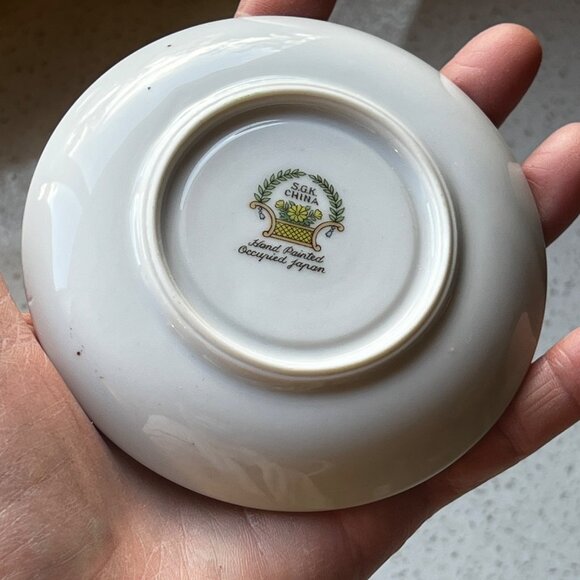 Hand Painted SGK China Demitasse Cup & Saucer Set With Gold & Green Floral Desig - Picture 6 of 10